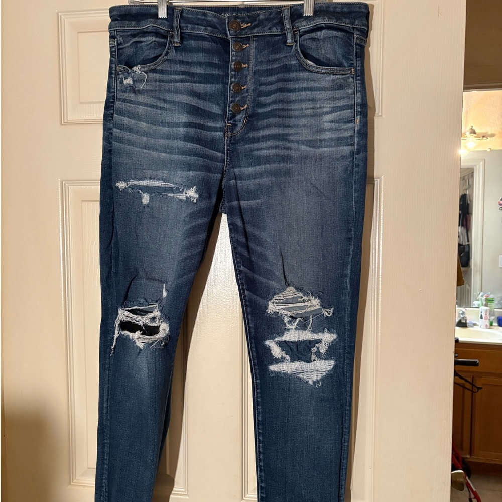 Distressed Blue Jeans